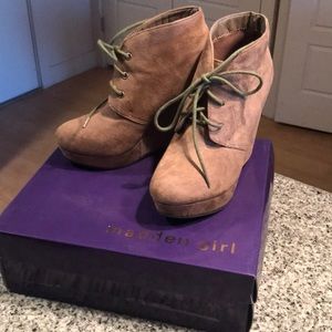 Madden Girl Tan suede bootie, almost brand new